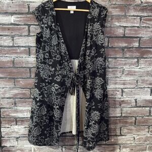 LOFT Dress Women 10P Black Floral Tie Front Petite Fit Flare blouse